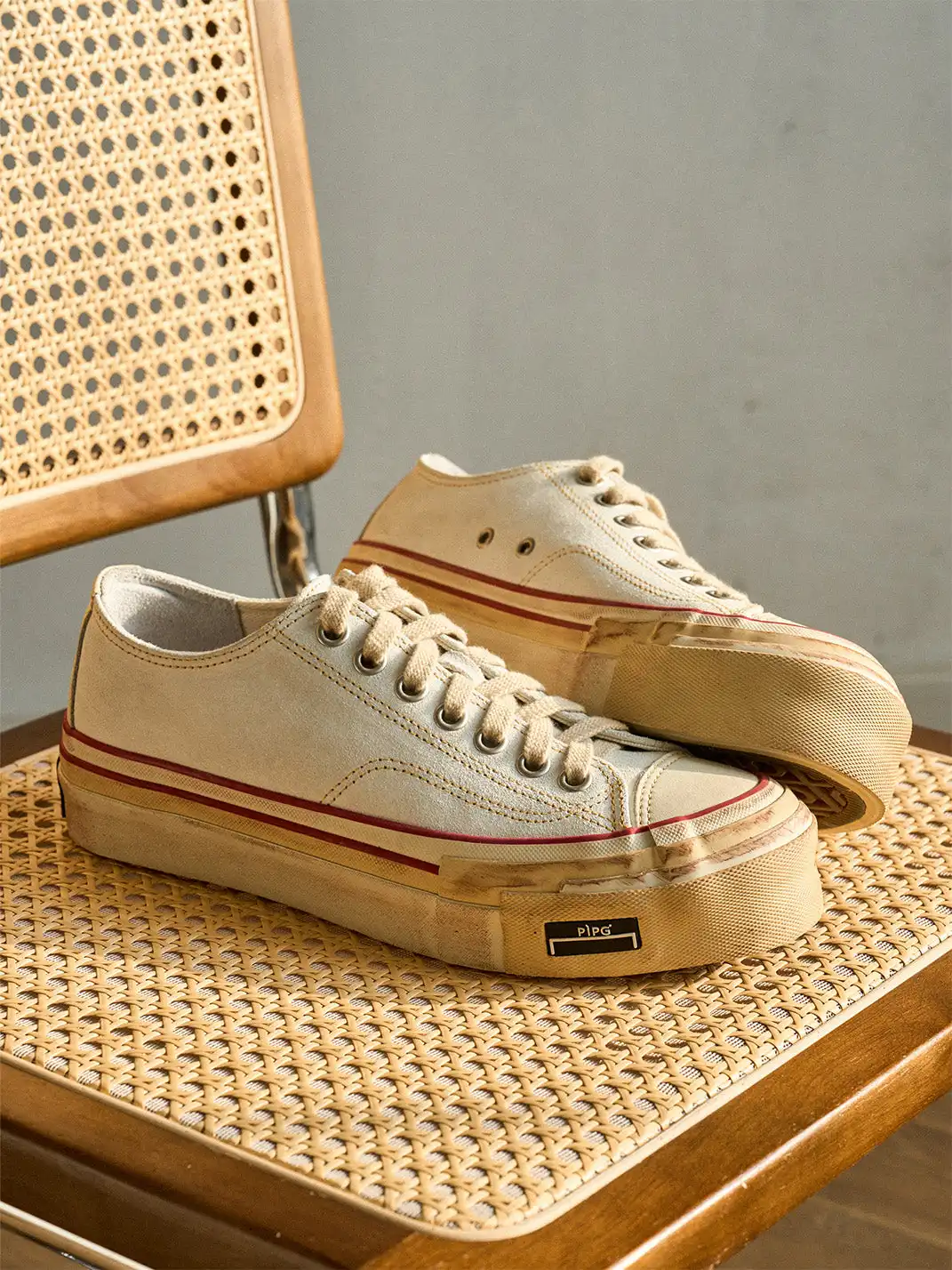 PIPG | Distressed And Faded Suede Canvas Shoes