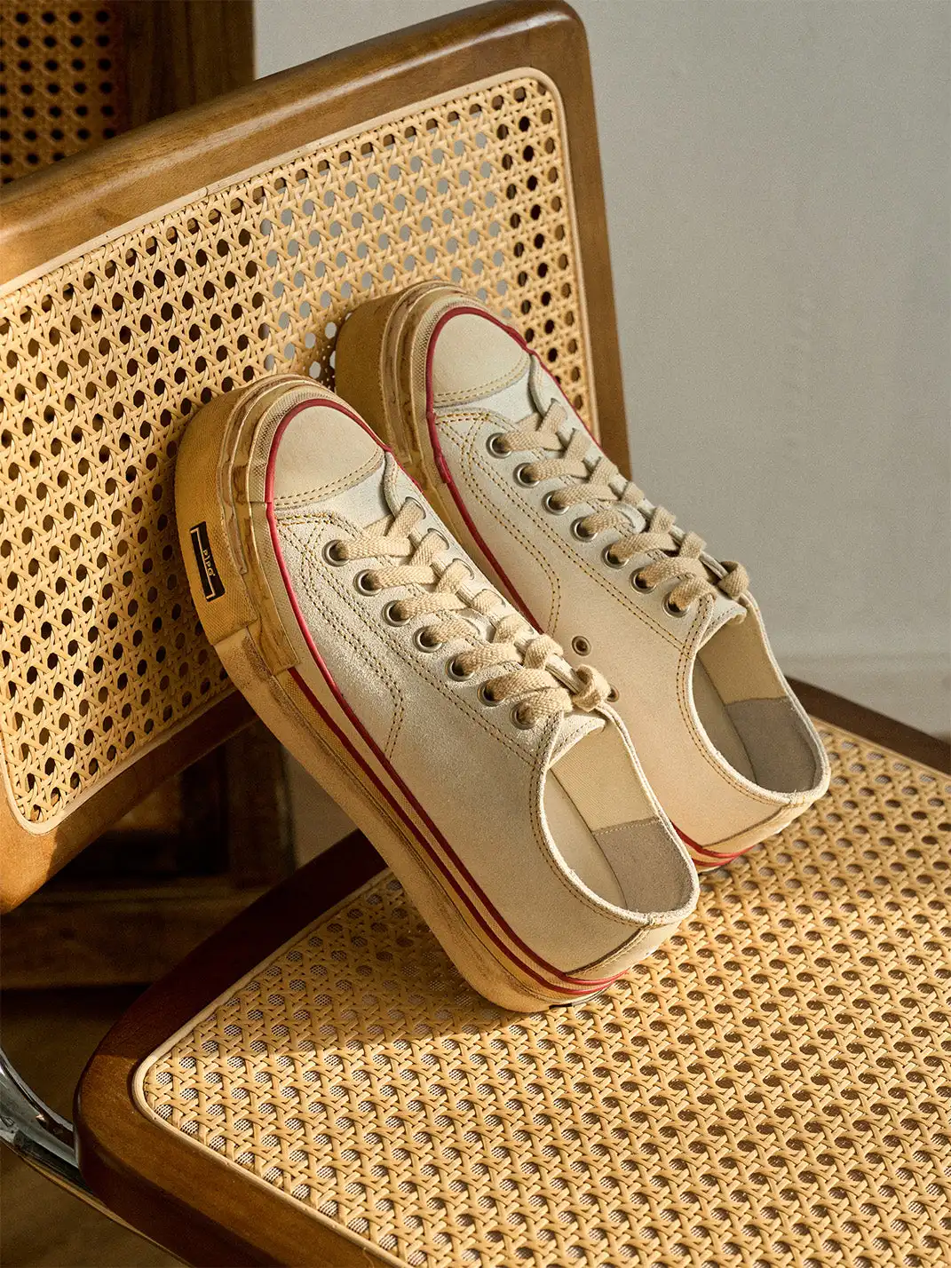 PIPG | Distressed And Faded Suede Canvas Shoes