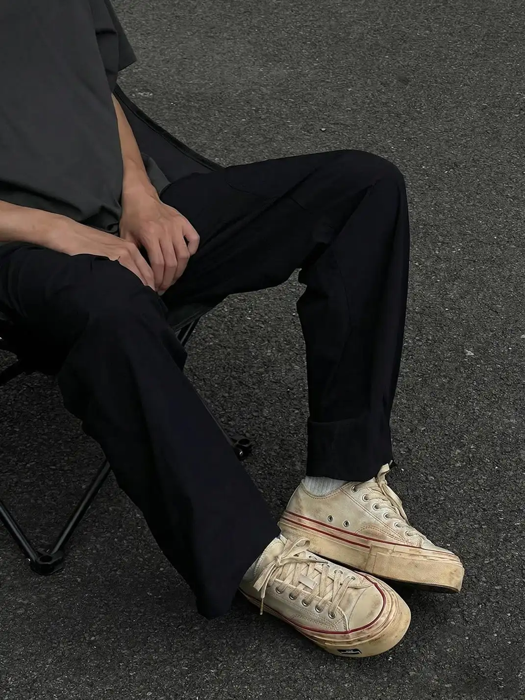 PIPG | Distressed And Faded Suede Canvas Shoes