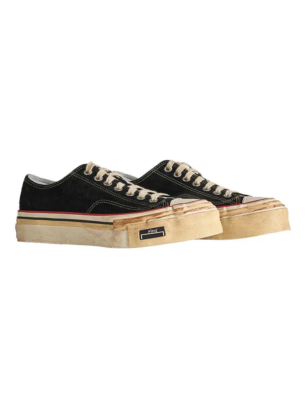 PIPG | Distressed And Faded Suede Canvas Shoes