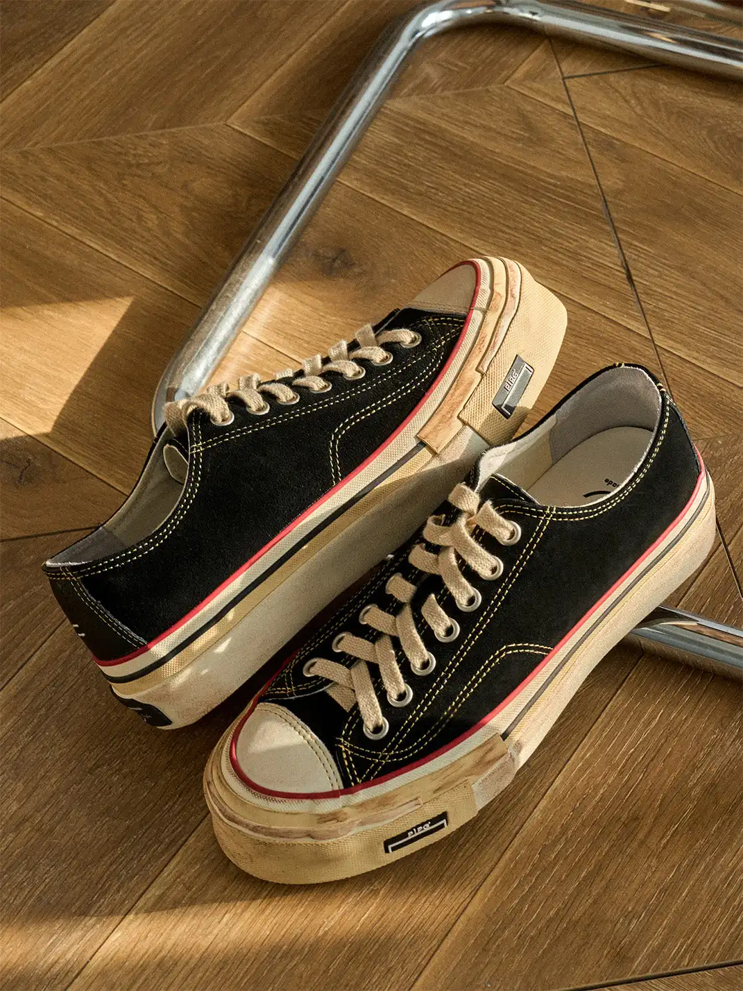 PIPG | Distressed And Faded Suede Canvas Shoes