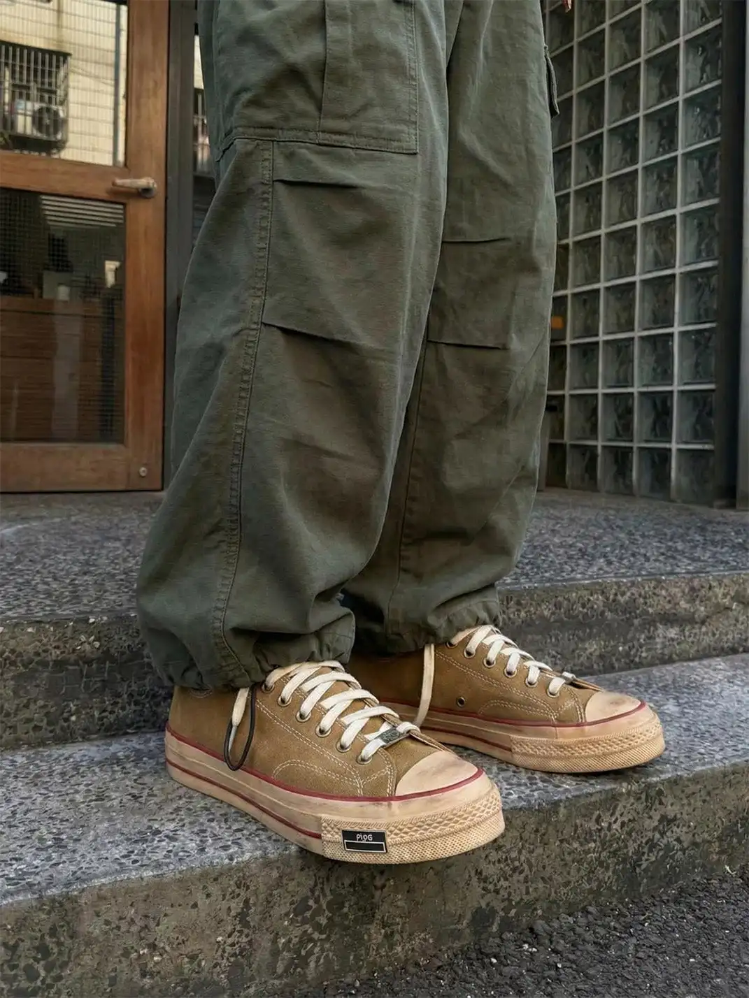 PIPG | Aged Suede Canvas Sneakers with Distressed Finish