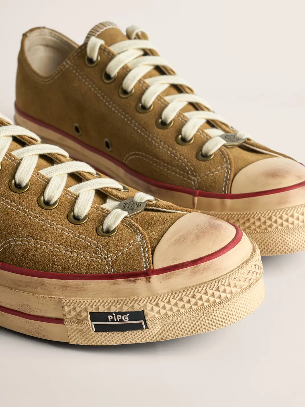PIPG | Aged Suede Canvas Sneakers with Distressed Finish