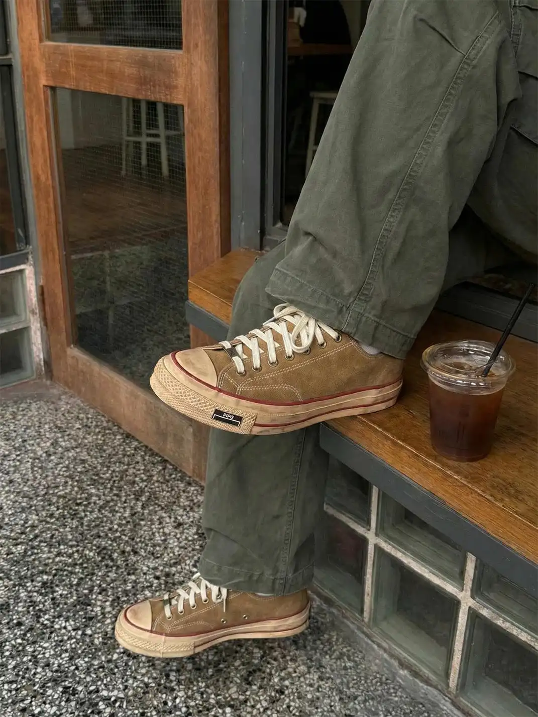 PIPG | Aged Suede Canvas Sneakers with Distressed Finish