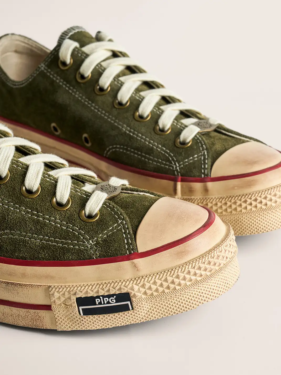 PIPG | Aged Suede Canvas Sneakers with Distressed Finish