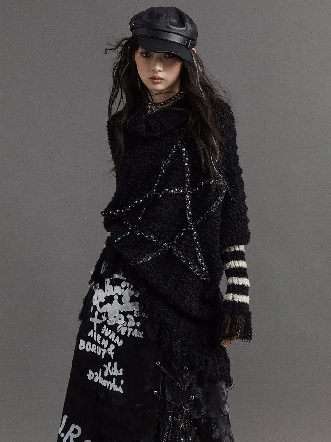 NO ROMANCE | Five-Pointed Star Striped Knit Sweater