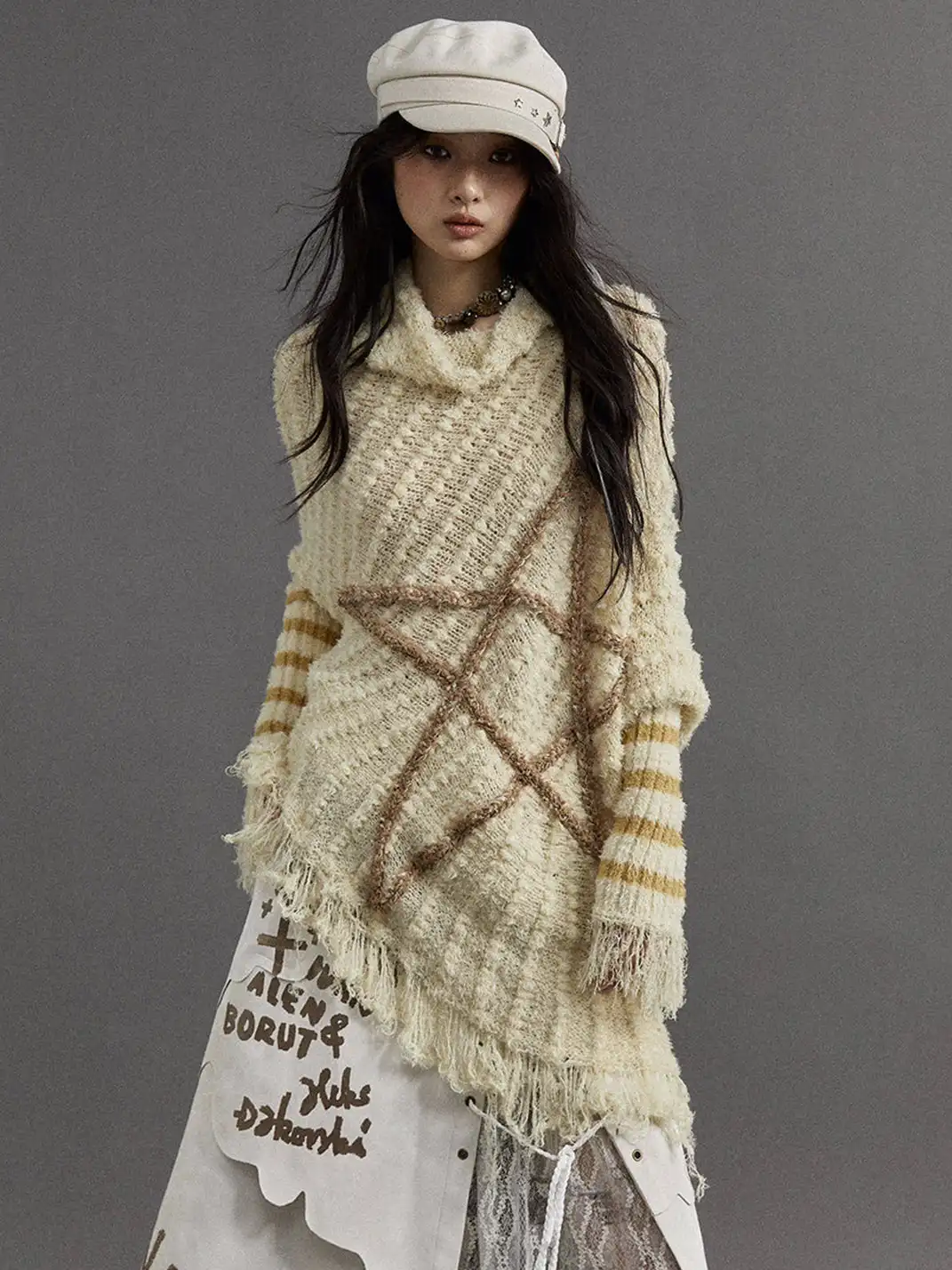 NO ROMANCE | Five-Pointed Star Striped Knit Sweater
