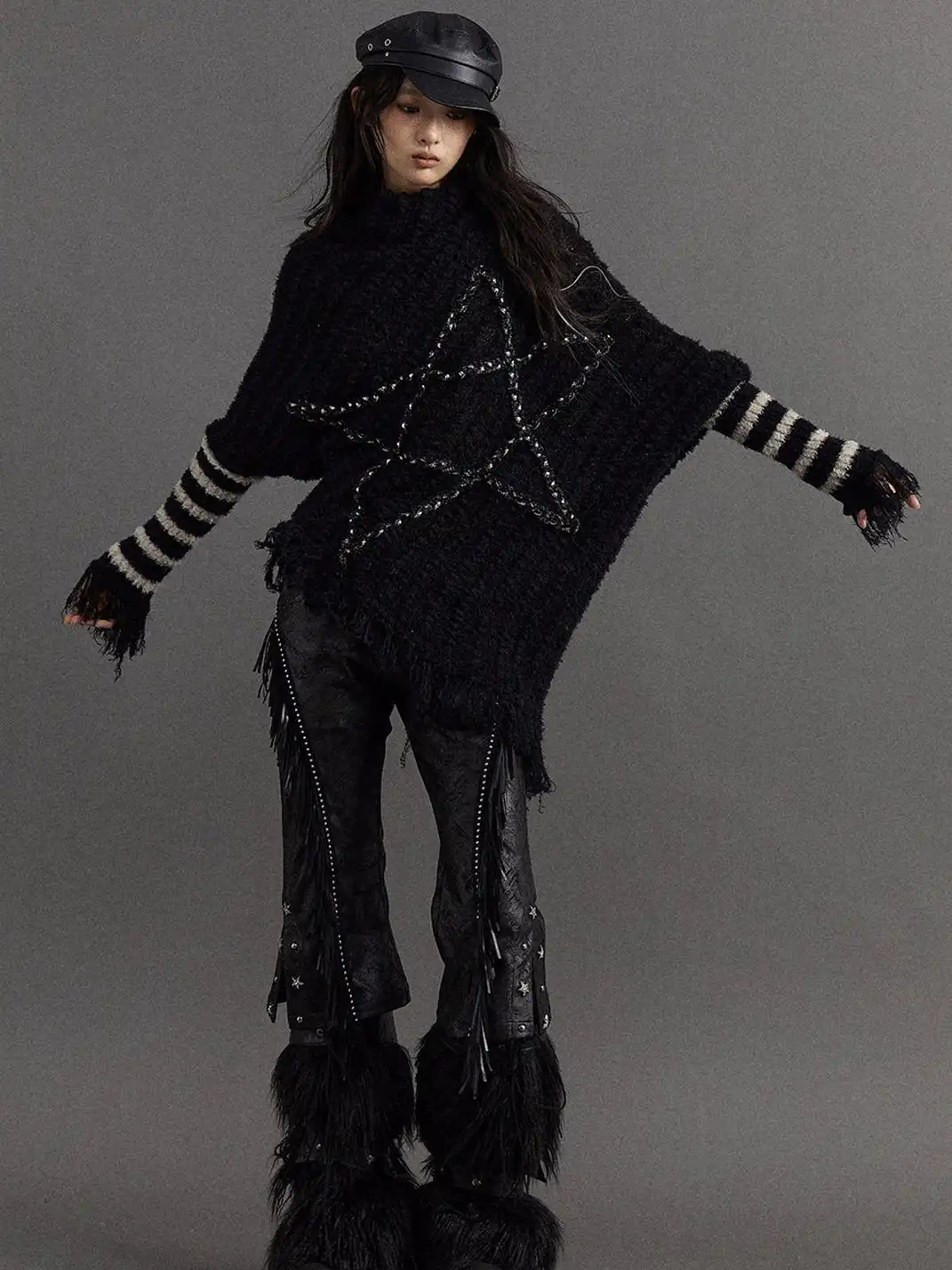 NO ROMANCE | Five-Pointed Star Striped Knit Sweater