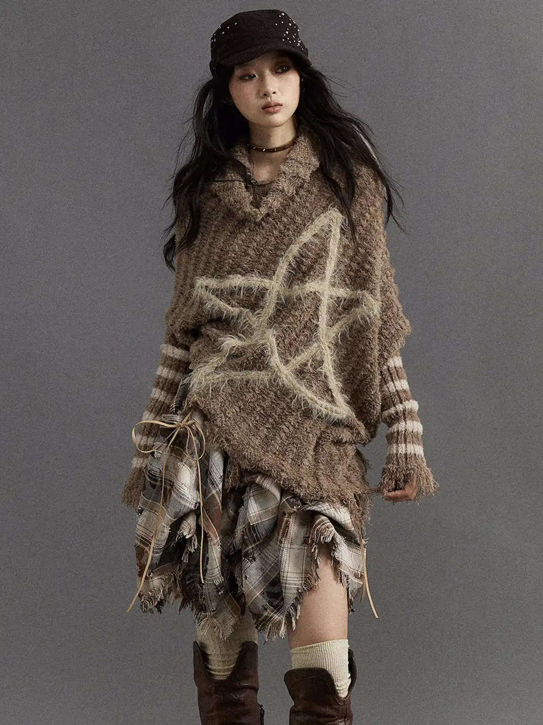 NO ROMANCE | Five-Pointed Star Striped Knit Sweater