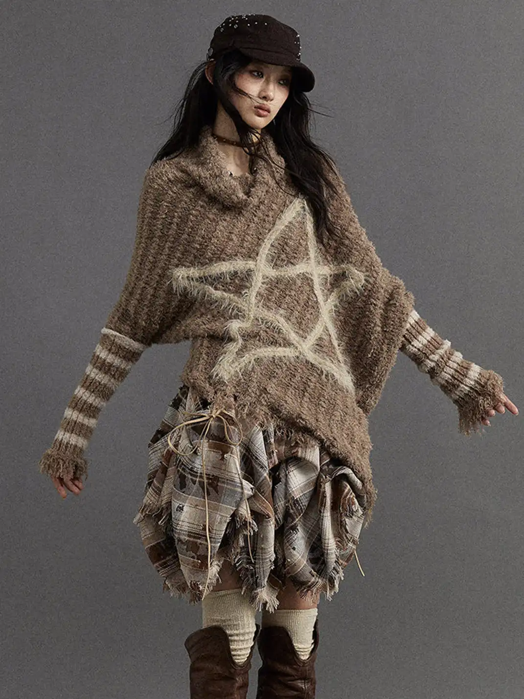 NO ROMANCE | Five-Pointed Star Striped Knit Sweater