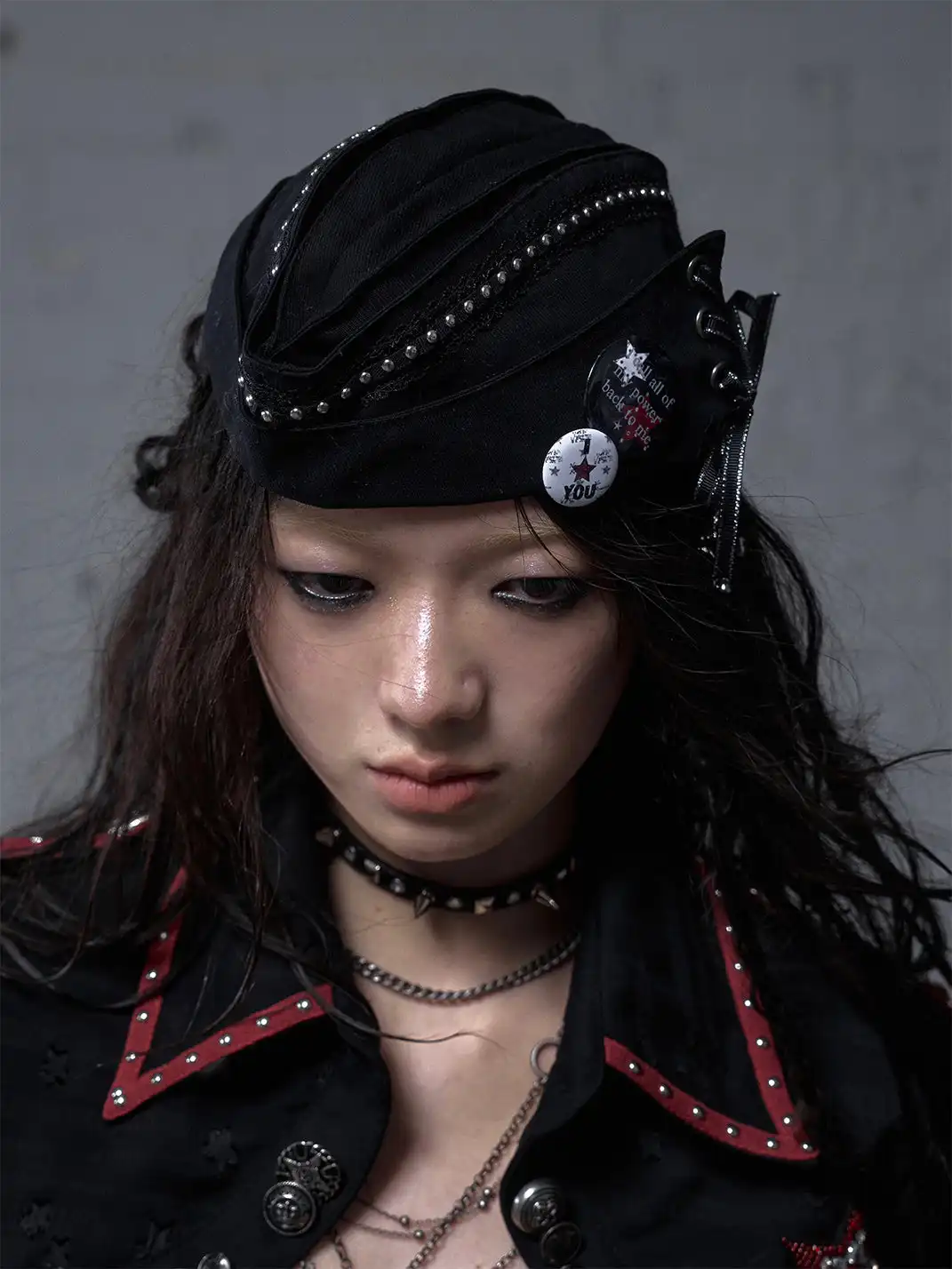 NO ROMANCE | Navy-Style Patchwork Webbing Sailor Hat