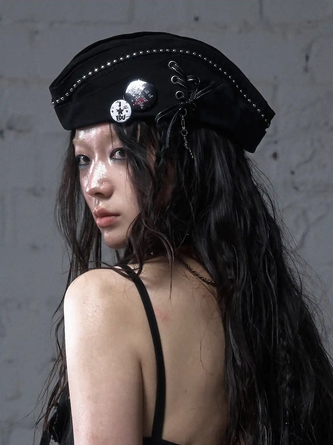NO ROMANCE | Navy-Style Patchwork Webbing Sailor Hat