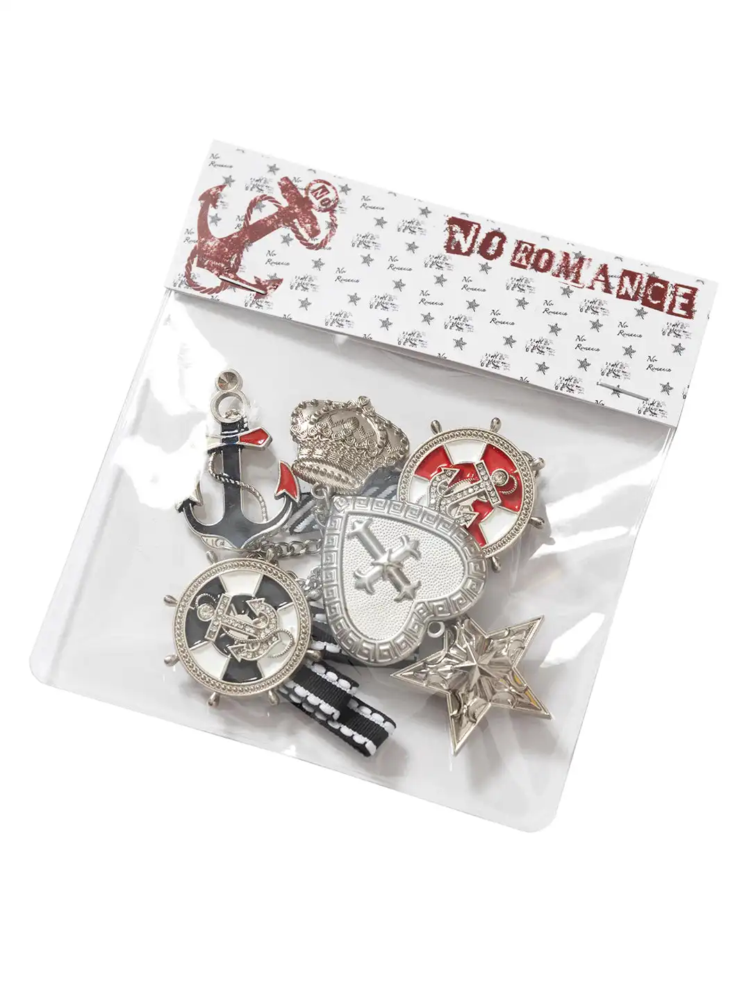 NO ROMANCE | Distressed Design Badge Metal Brooch