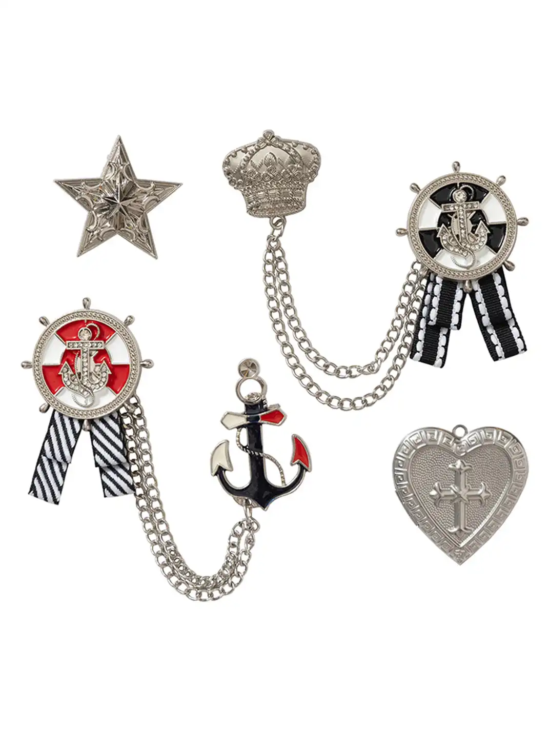 NO ROMANCE | Distressed Design Badge Metal Brooch