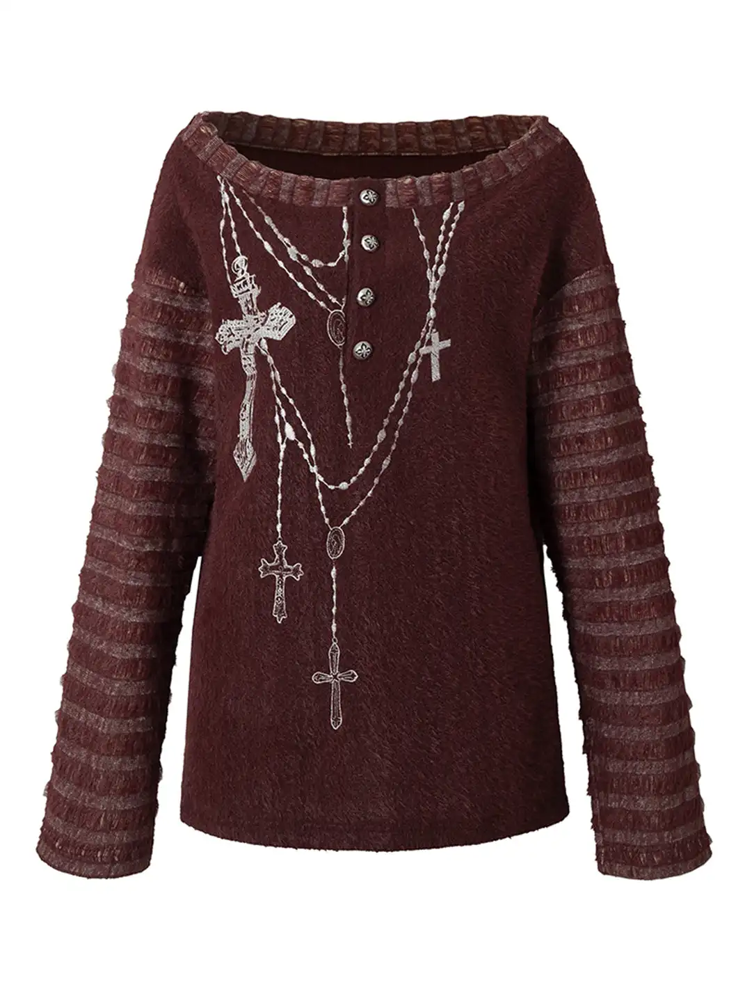 NO ROMANCE | Cross-Shaped Off-Shoulder Knit Top