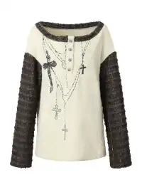 NO ROMANCE | Cross-Shaped Off-Shoulder Knit Top