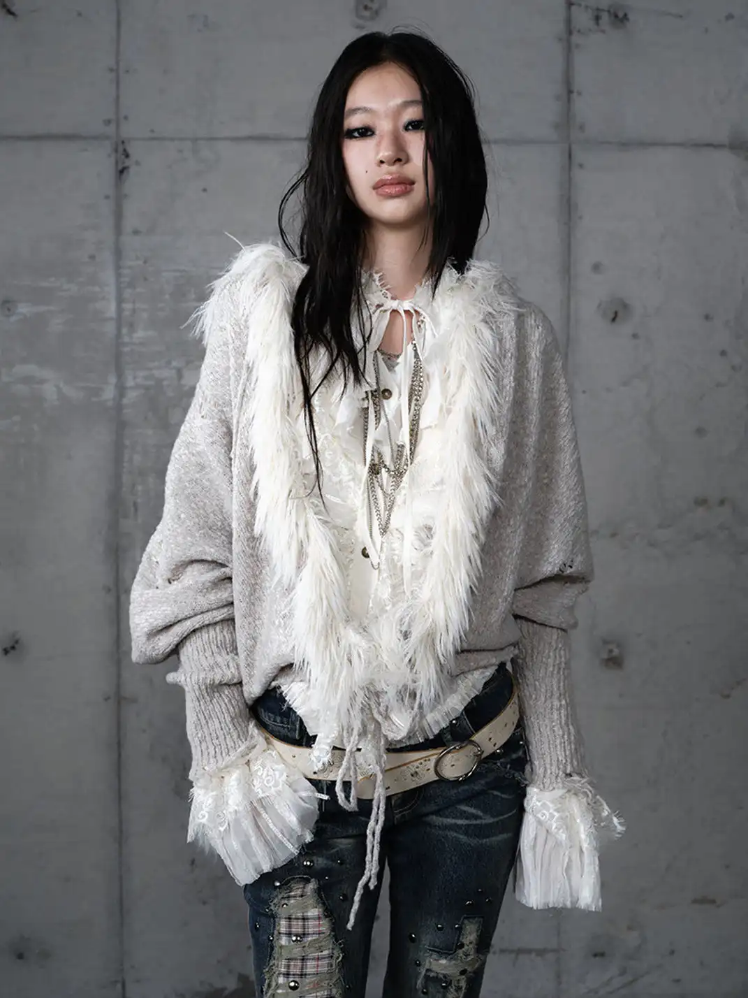 NO ROMANCE | Knitted Batwing Sleeve Hooded Sweater