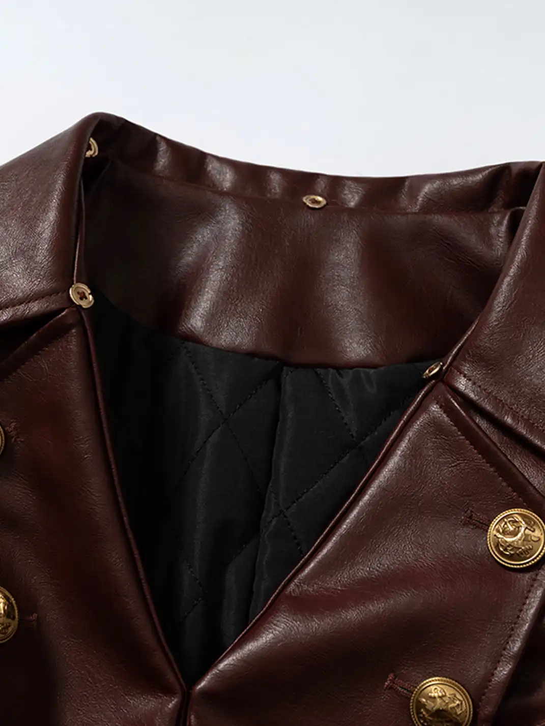 NO ROMANCE | Detachable Fur Collar Fitted Leather Coat