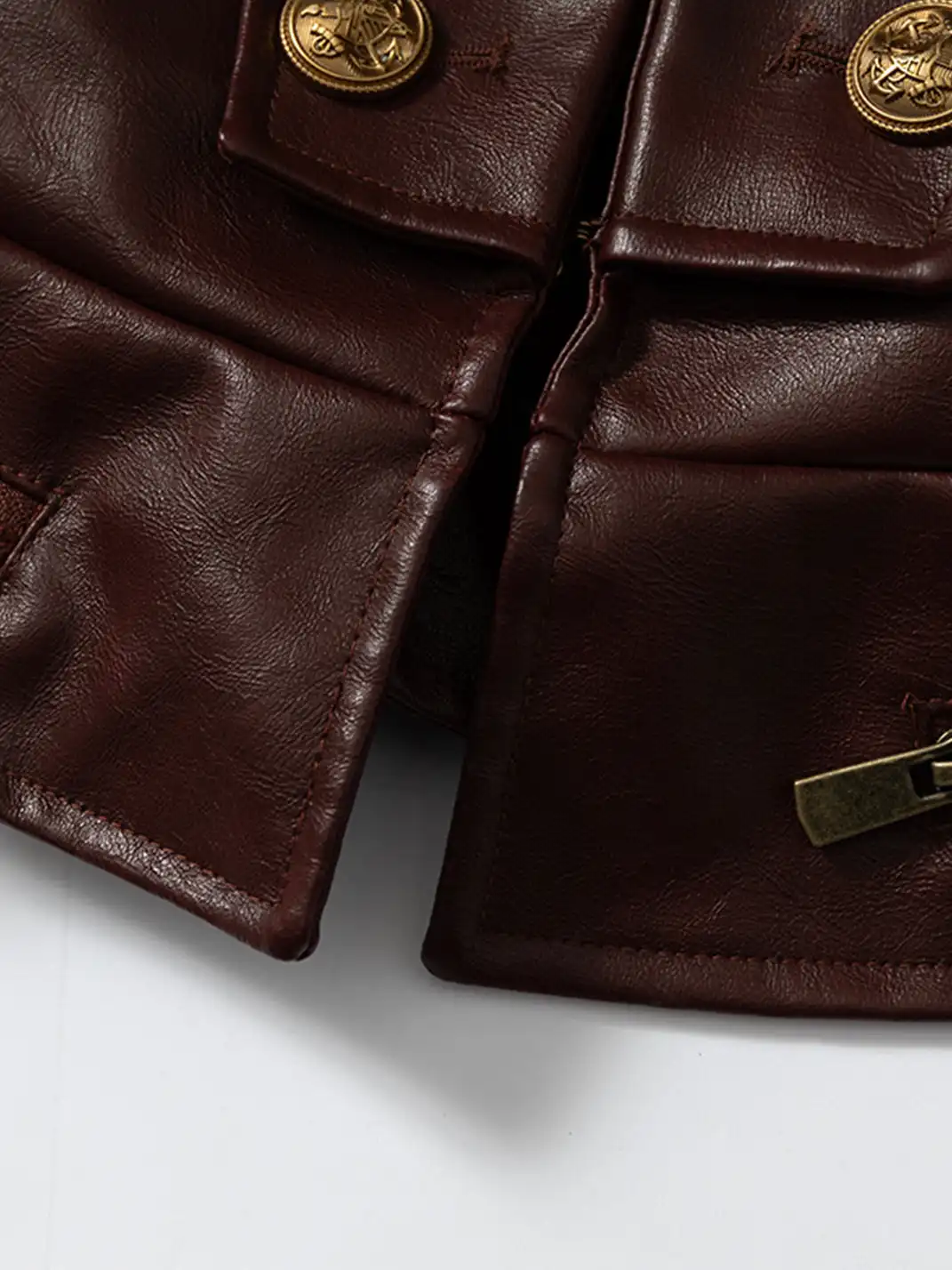 NO ROMANCE | Detachable Fur Collar Fitted Leather Coat