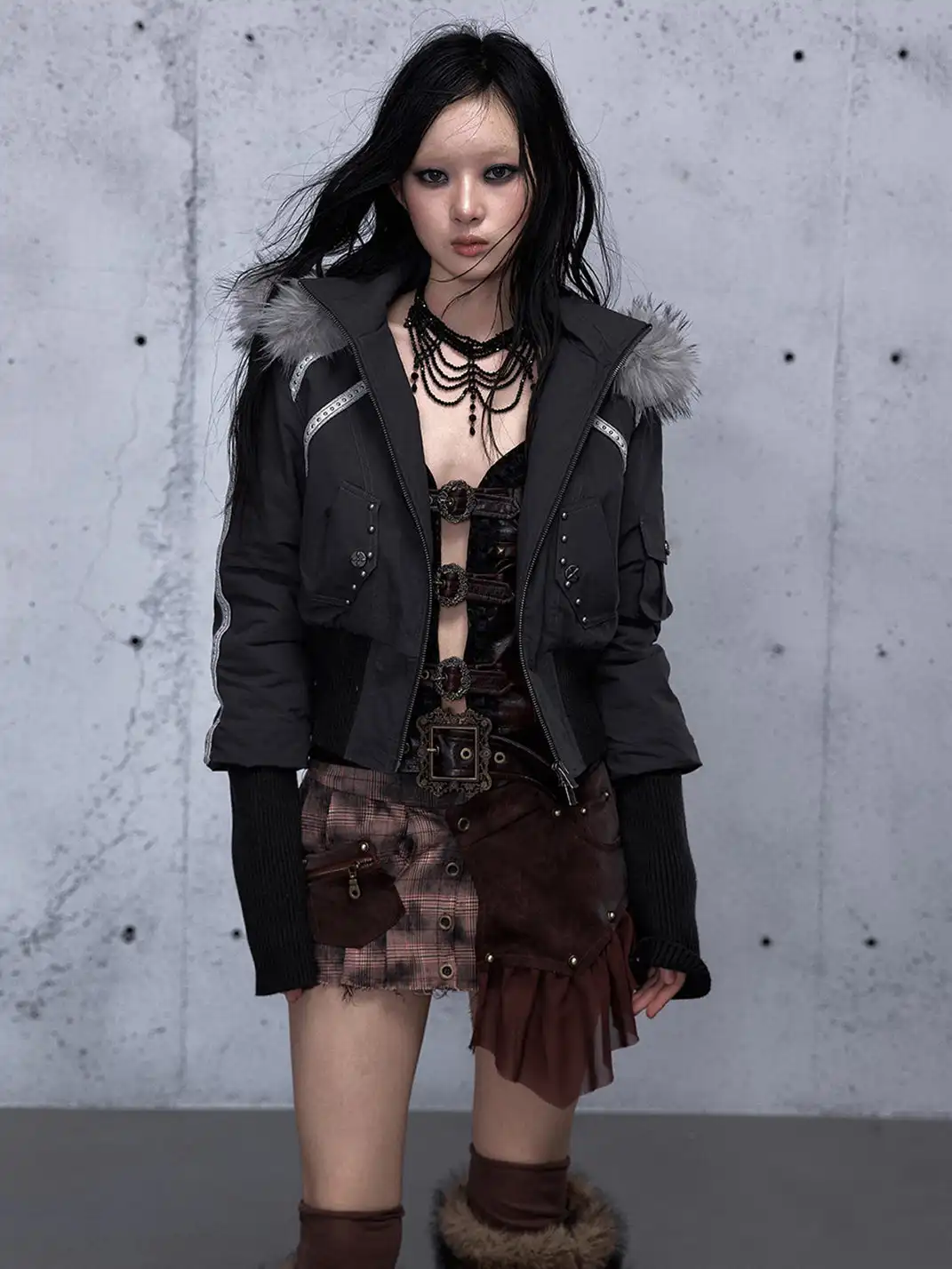 NO ROMANCE | Fur-Collar Hooded Work Parka