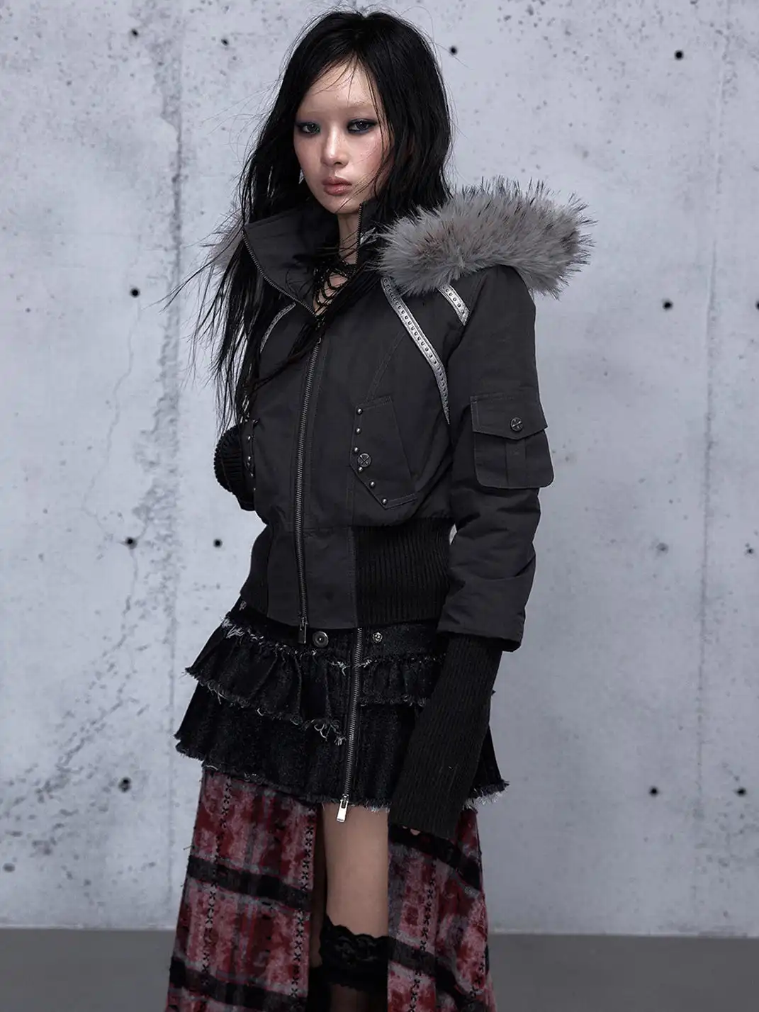 NO ROMANCE | Fur-Collar Hooded Work Parka