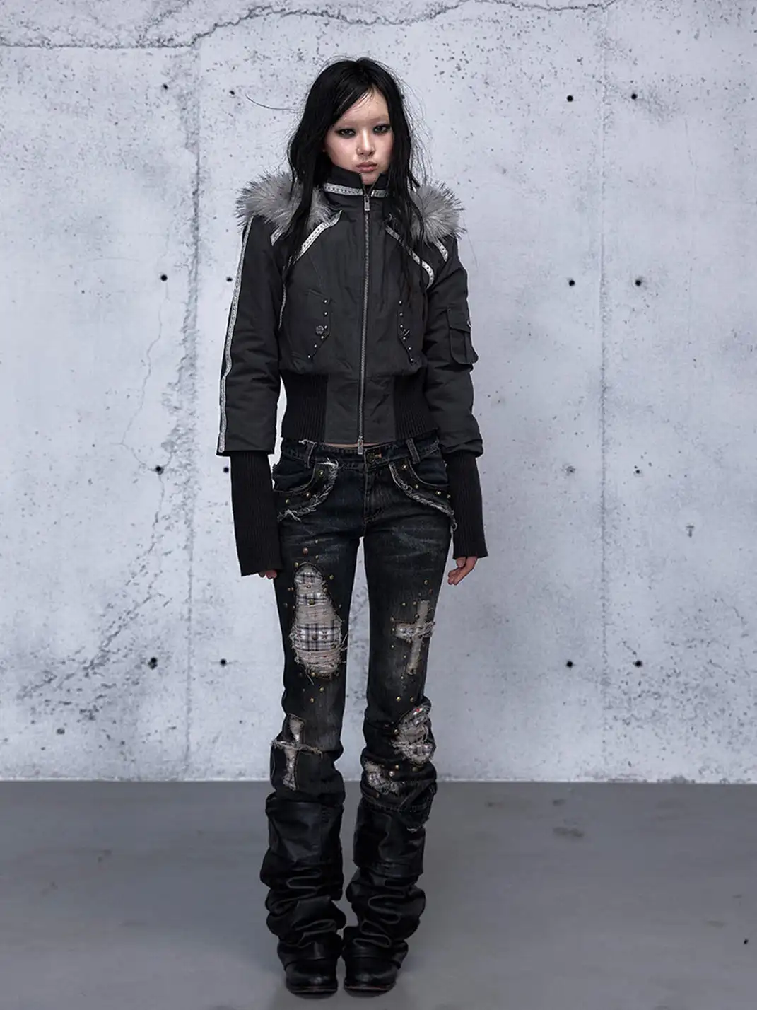 NO ROMANCE | Fur-Collar Hooded Work Parka