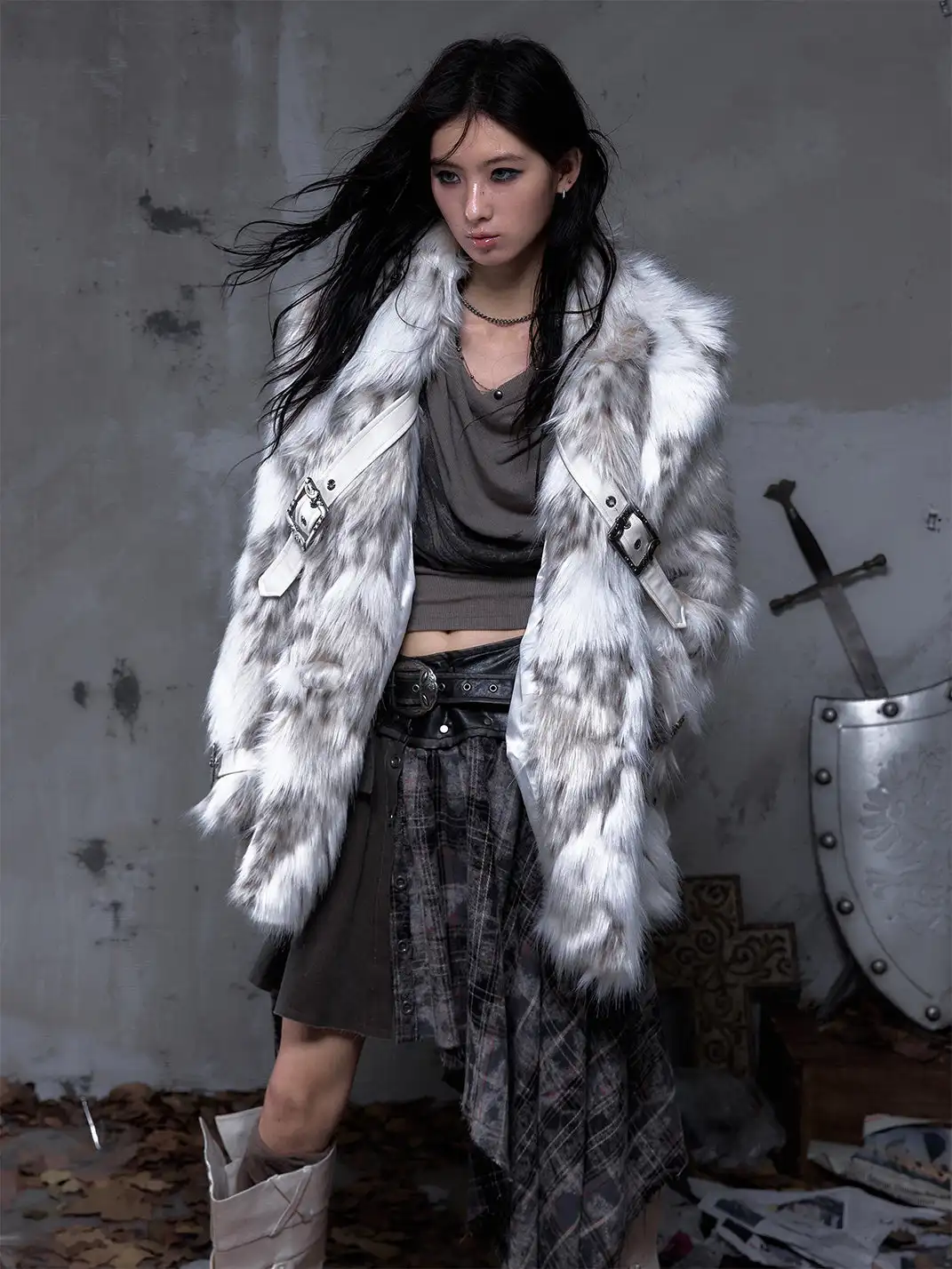 NO ROMANCE | Large Lapel Eco-Friendly Fur Coat