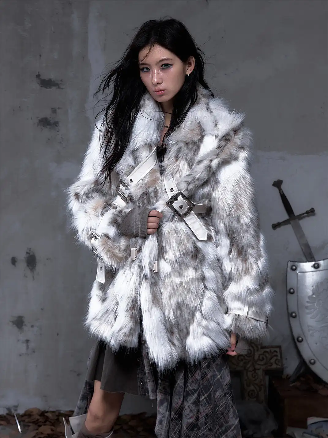 NO ROMANCE | Large Lapel Eco-Friendly Fur Coat