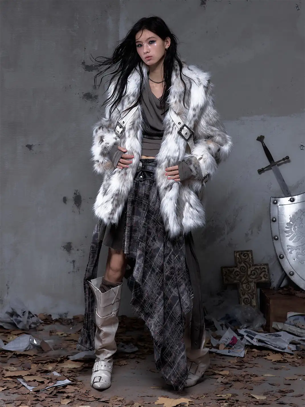 NO ROMANCE | Large Lapel Eco-Friendly Fur Coat