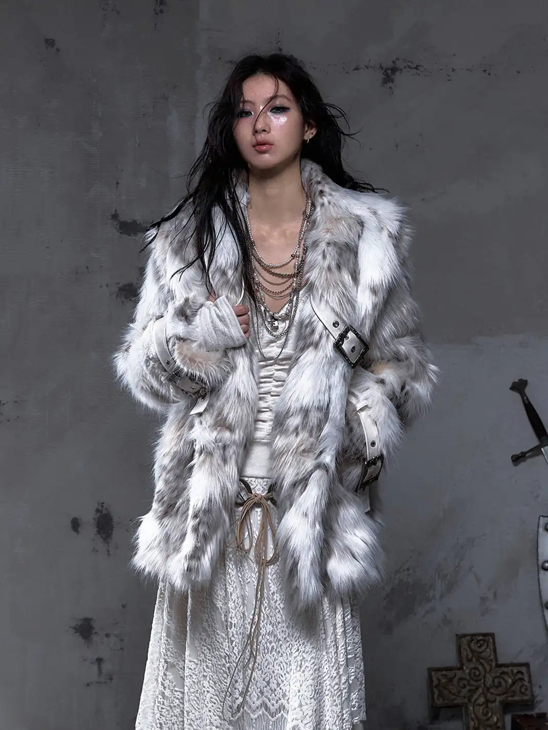 NO ROMANCE | Large Lapel Eco-Friendly Fur Coat