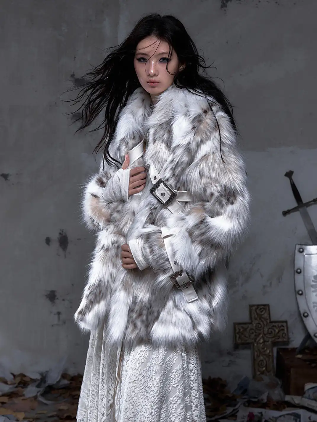 NO ROMANCE | Large Lapel Eco-Friendly Fur Coat
