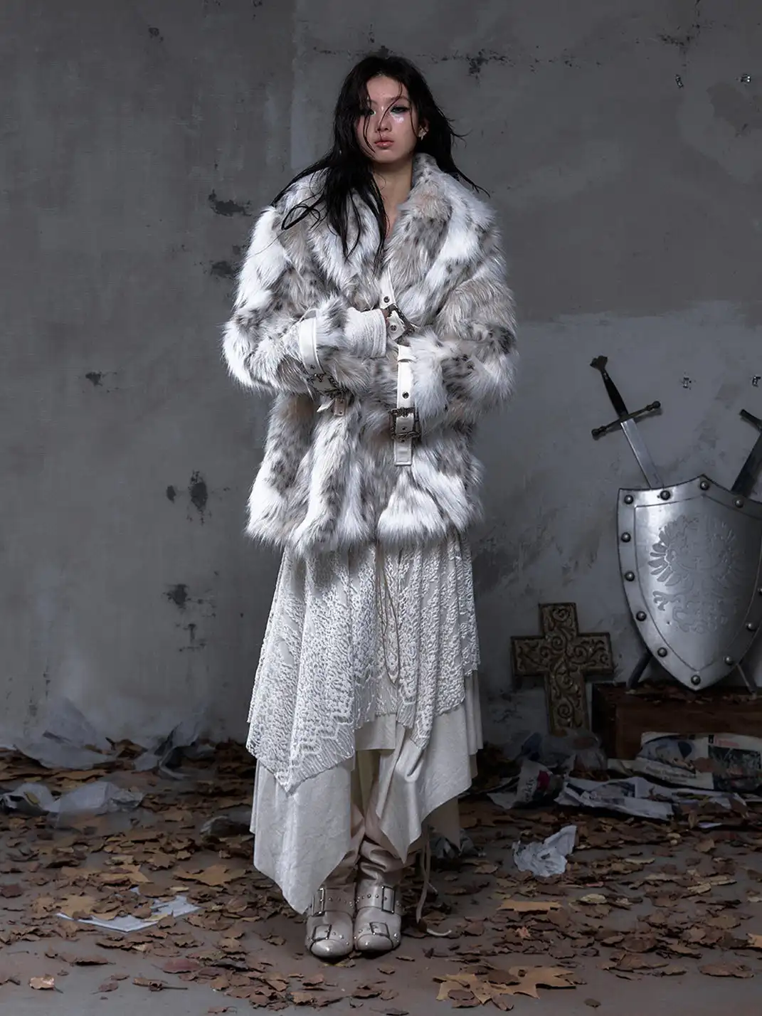 NO ROMANCE | Large Lapel Eco-Friendly Fur Coat