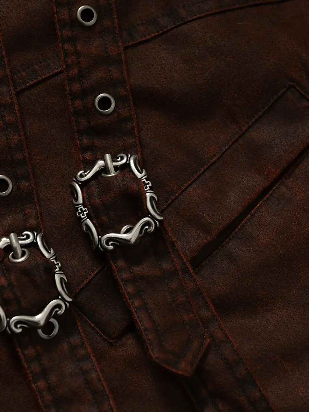 NO ROMANCE | Distressed 3D Pocket and Fur Collar Cotton Coat