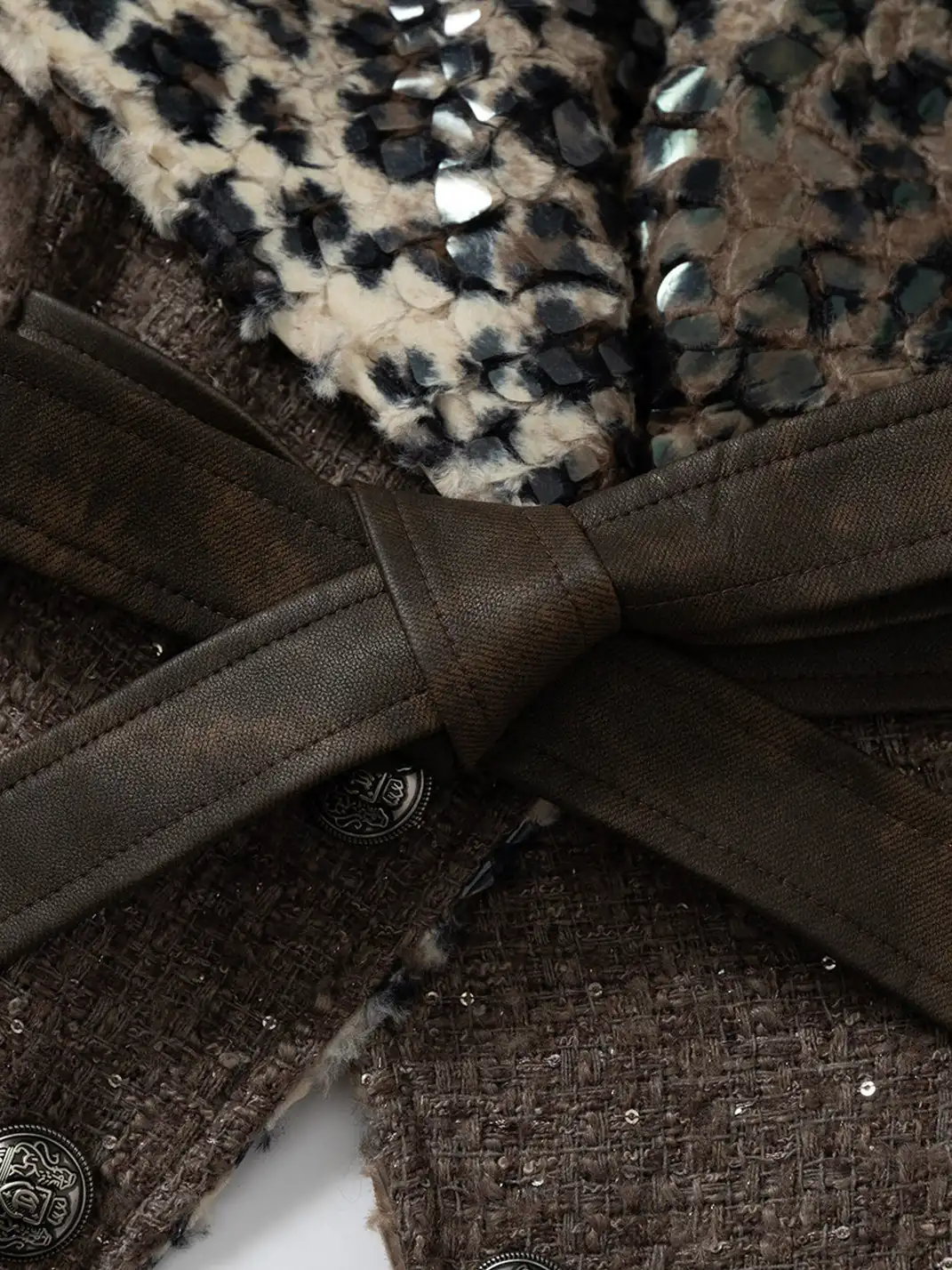 NO ROMANCE | Leopard Print Patchwork Reversible Plush Coat