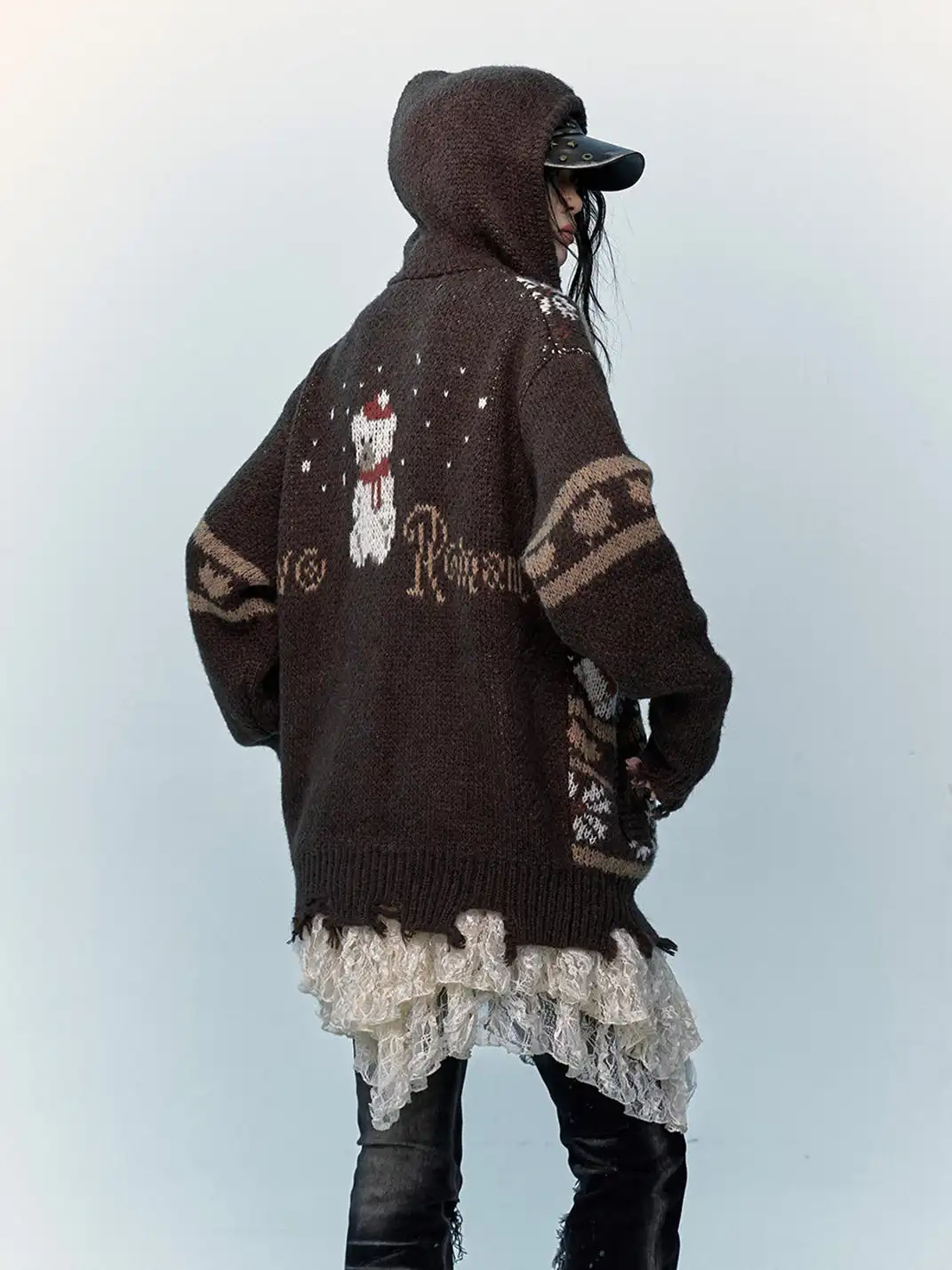 NO ROMANCE | Fair Isle Mohair Wool Knit Cardigan Sweater