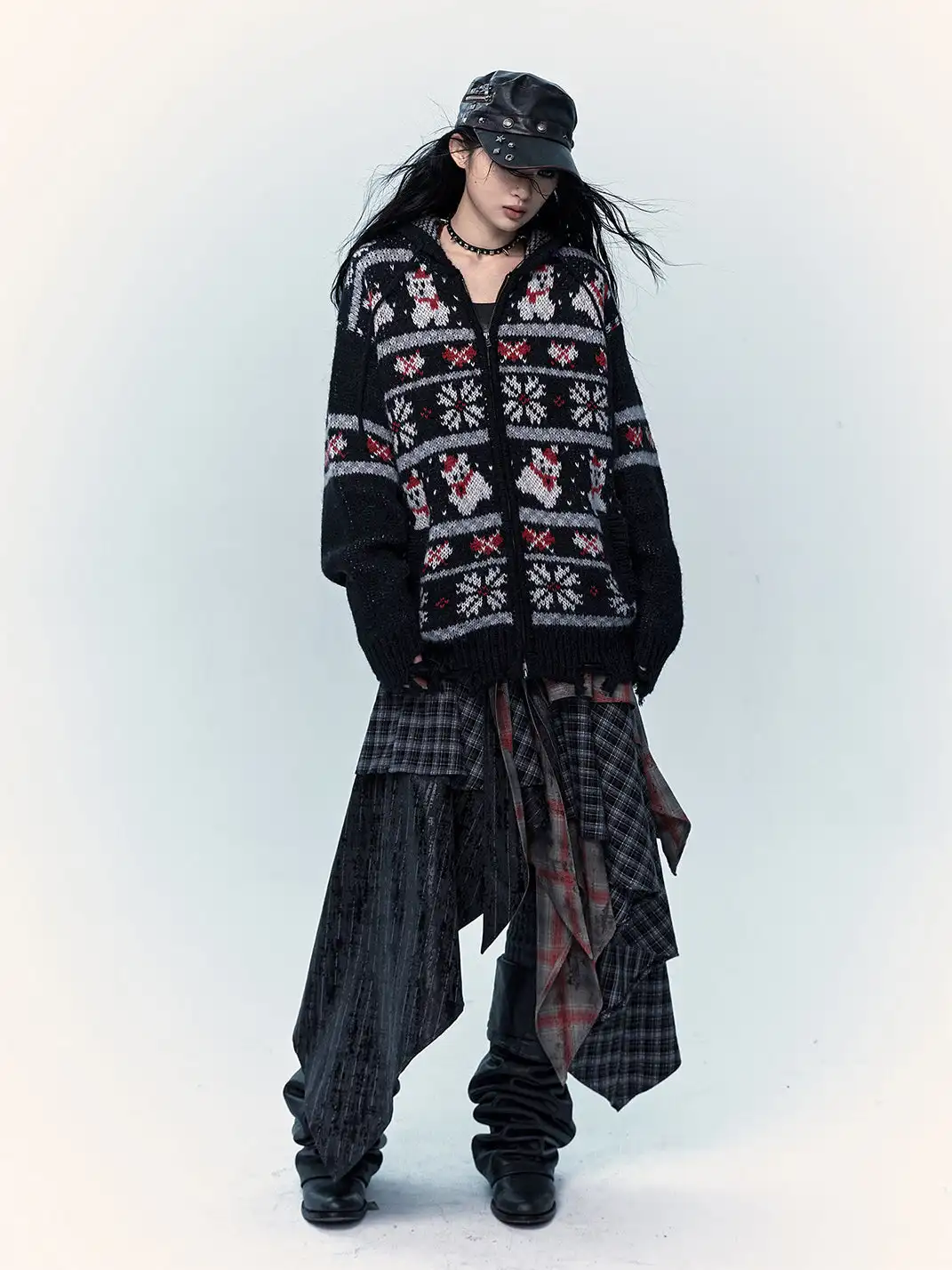 NO ROMANCE | Fair Isle Mohair Wool Knit Cardigan Sweater