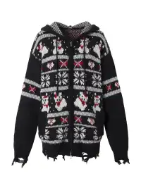 NO ROMANCE | Fair Isle Mohair Wool Knit Cardigan Sweater