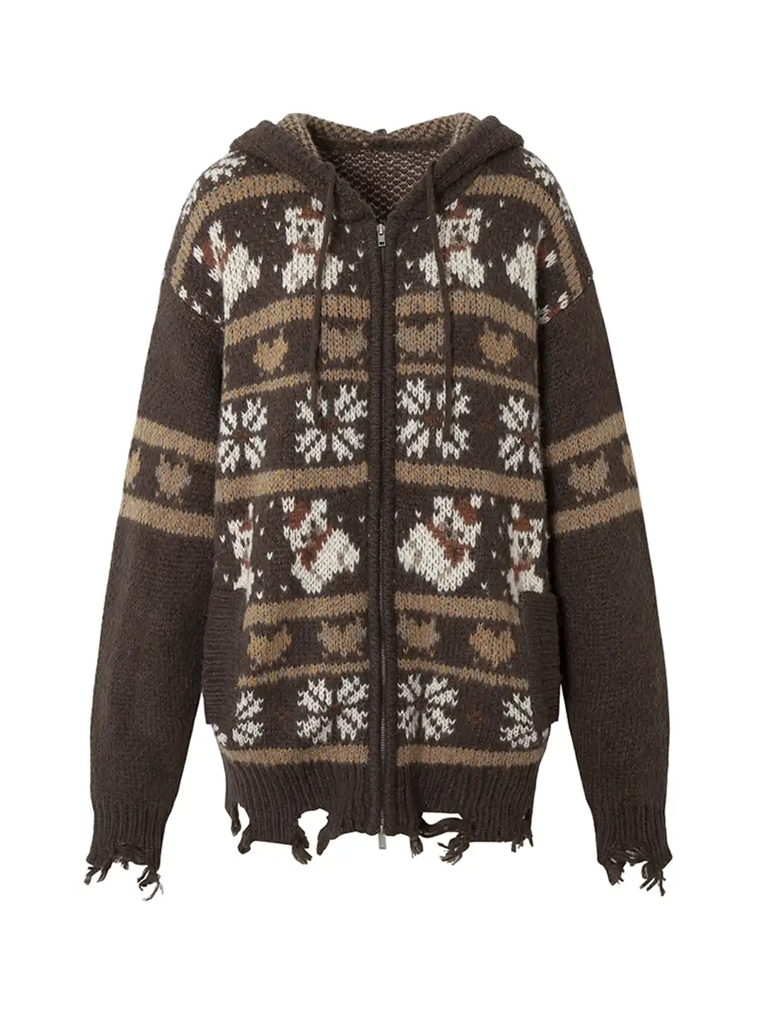 NO ROMANCE | Fair Isle Mohair Wool Knit Cardigan Sweater