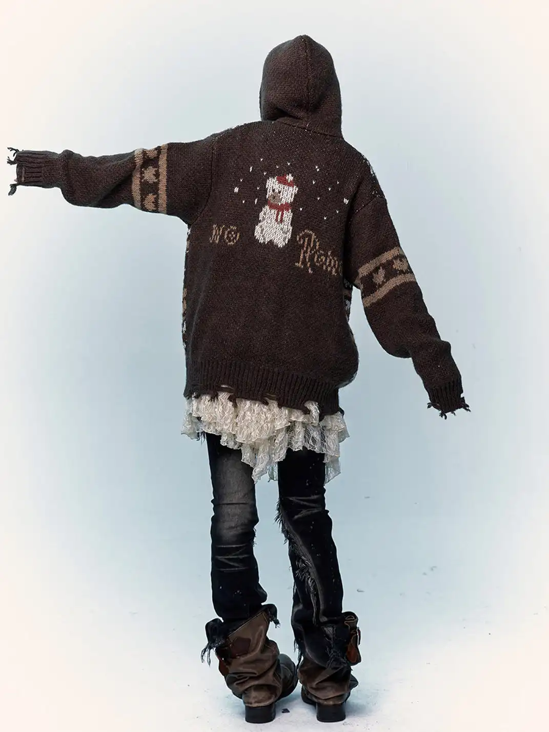 NO ROMANCE | Fair Isle Mohair Wool Knit Cardigan Sweater