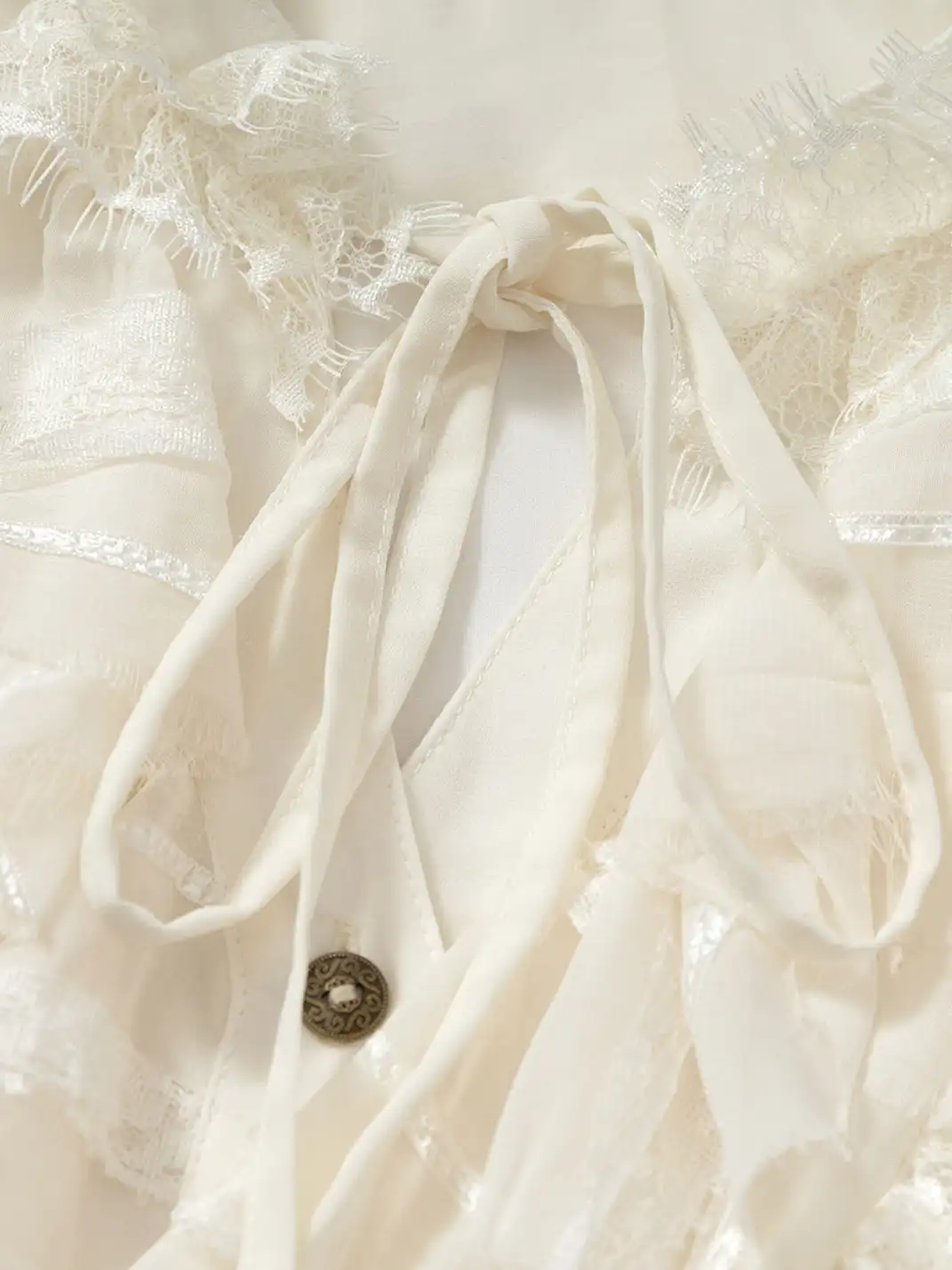 NO ROMANCE | Retro Court-Style Ruffled Lace Shirt