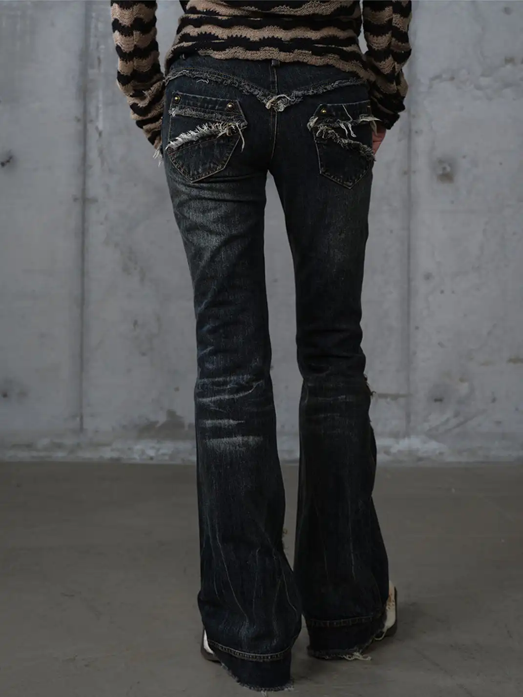 NO ROMANCE | Retro Punk Patchwork Plaid Rhinestone Jeans
