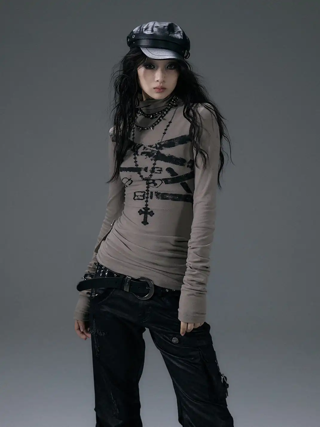 NO ROMANCE | High Neck Slim Double Side Shirt