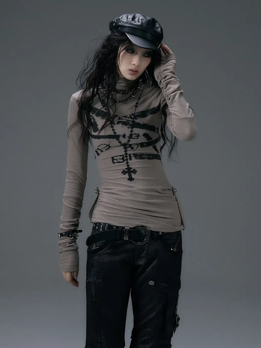 NO ROMANCE | High Neck Slim Double Side Shirt