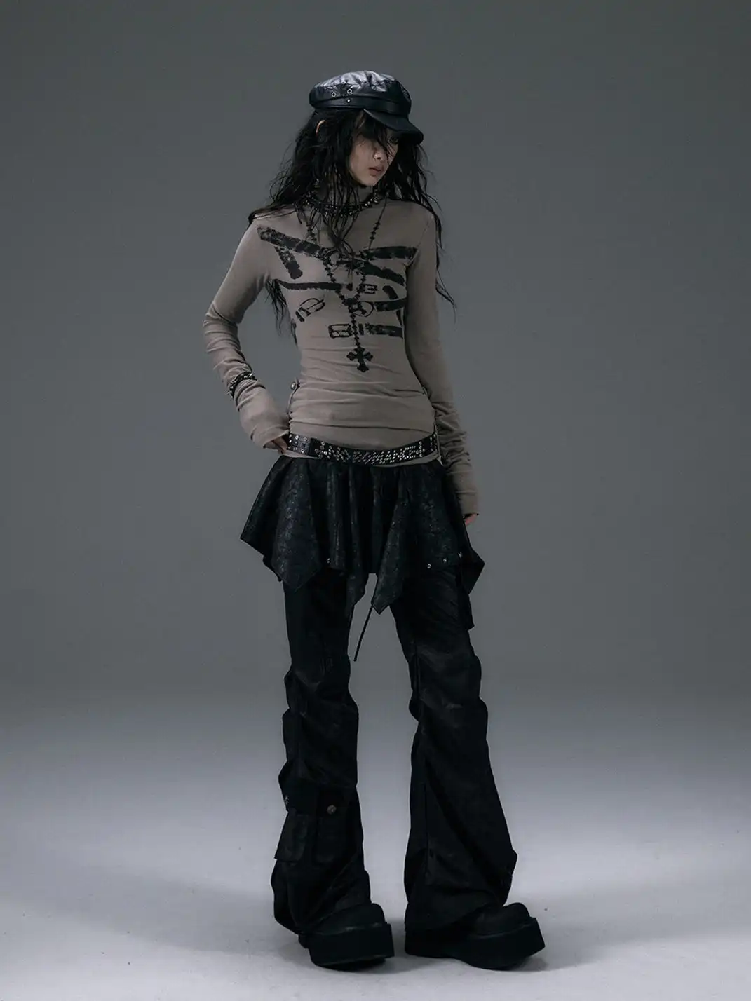 NO ROMANCE | High Neck Slim Double Side Shirt