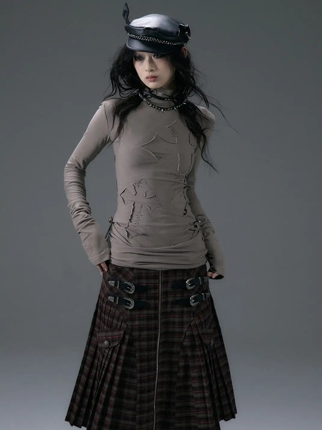 NO ROMANCE | High Neck Slim Double Side Shirt