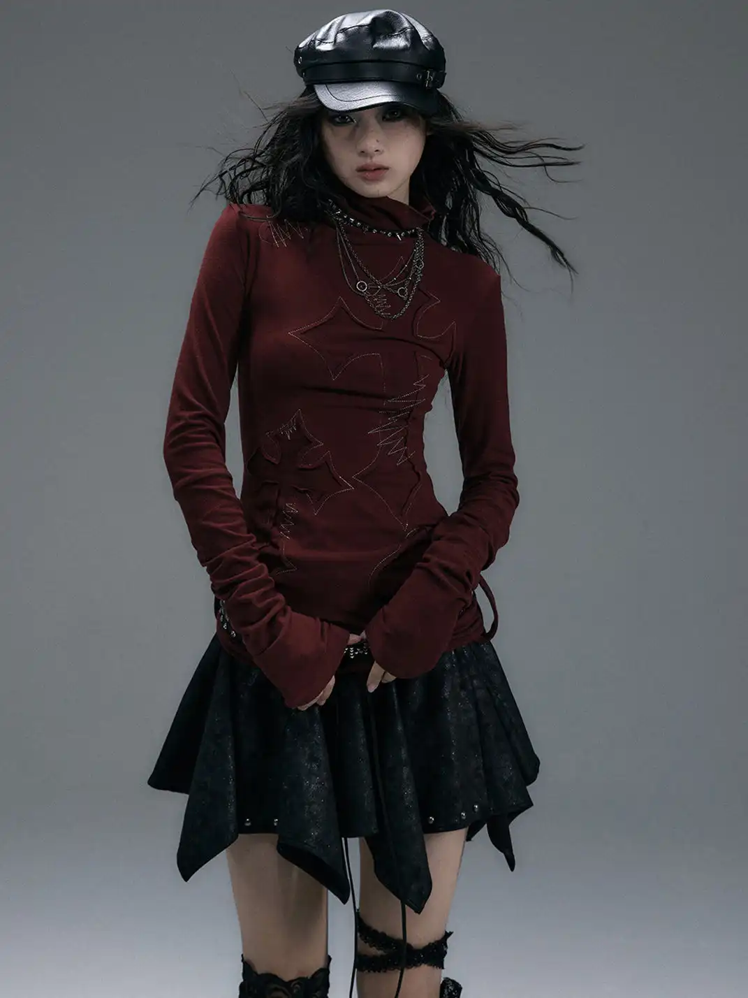 NO ROMANCE | High Neck Slim Double Side Shirt
