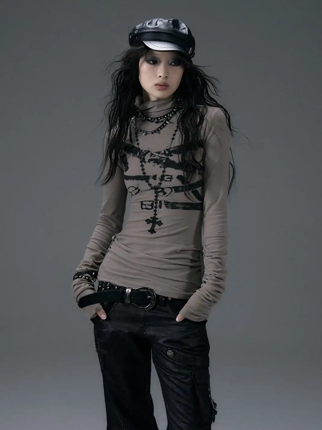 NO ROMANCE | High Neck Slim Double Side Shirt
