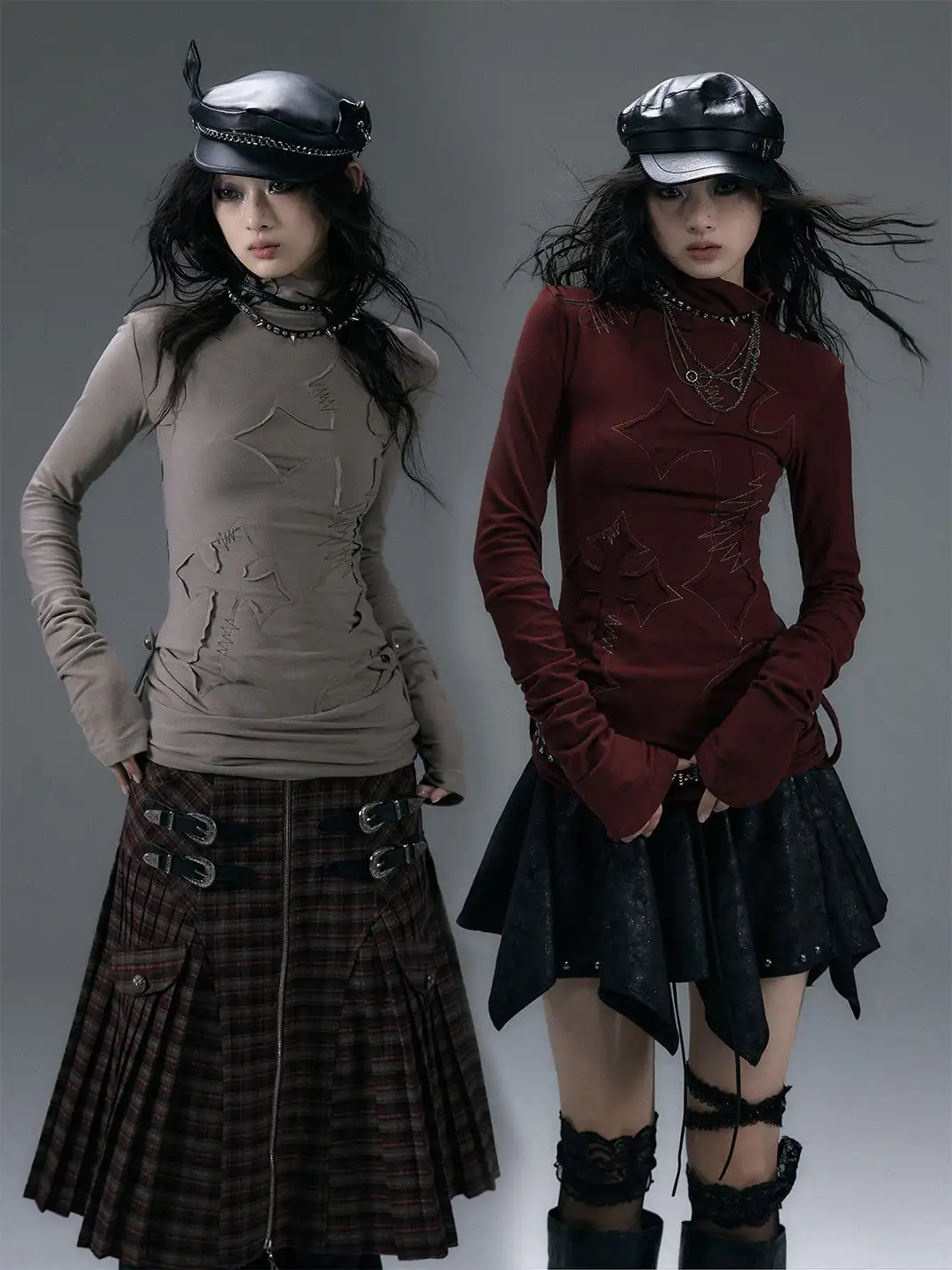 NO ROMANCE | High Neck Slim Double Side Shirt