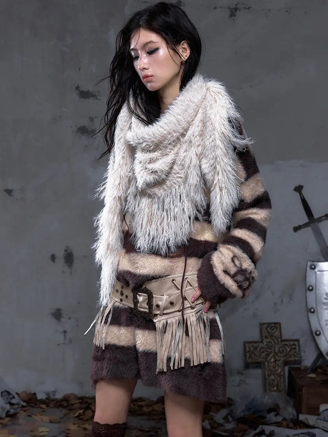 NO ROMANCE | Warmness Triangle Scarf Shawl