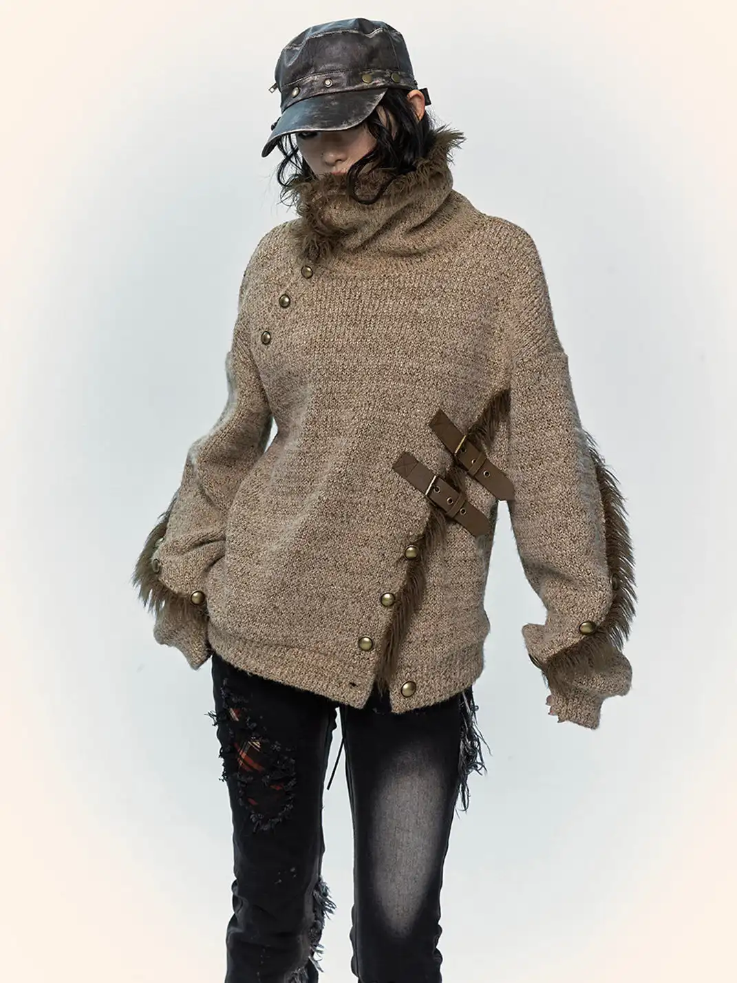 NO ROMANCE | Raw Edge Loose Knit Sweater